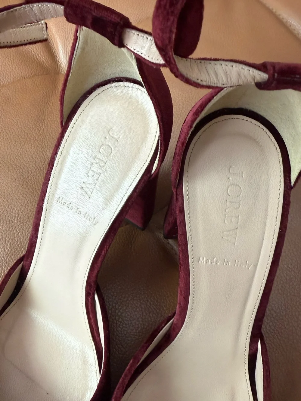 J. Crew Maisie Ankle-Strap Heel in Burgundy Velvet Women’s Size 10